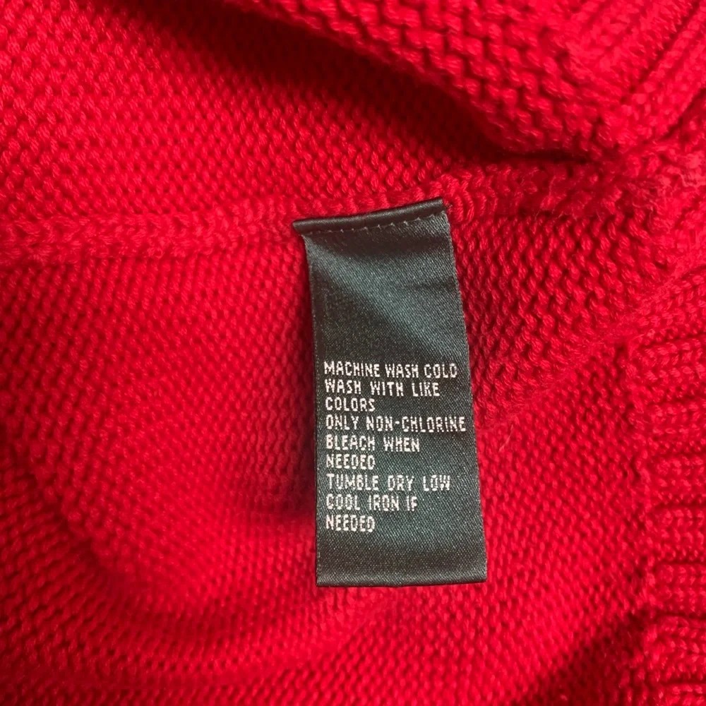 Lauren Ralph Lauren Red Button Shoulder Cotton Sweater Size M Nautical - Picture 6 of 7